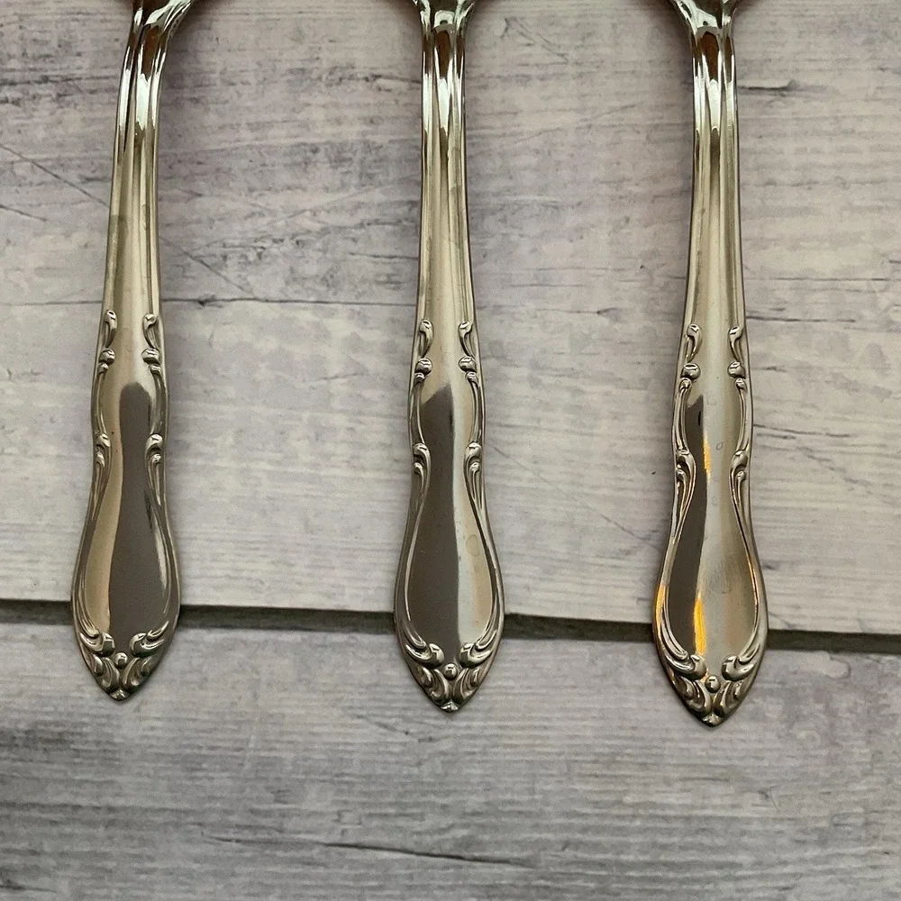 Simeon George Rogers Oneida HOMESTEAD 6 Oval Place Spoons Stainless Flatware #1